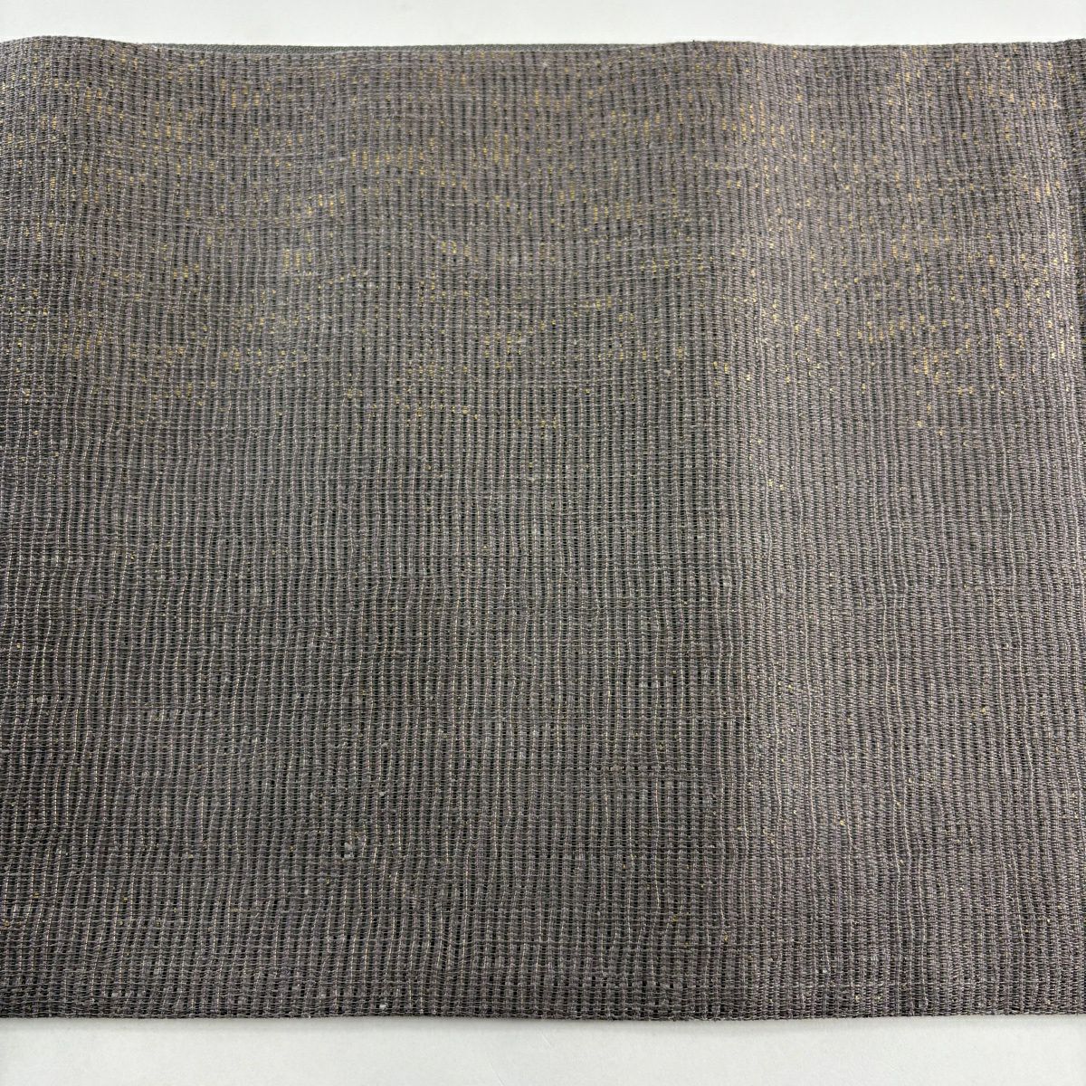 【美品】 袋帶 名品級 幾何學 金絲 金金箔 灰紫 六通 純蠶絲
