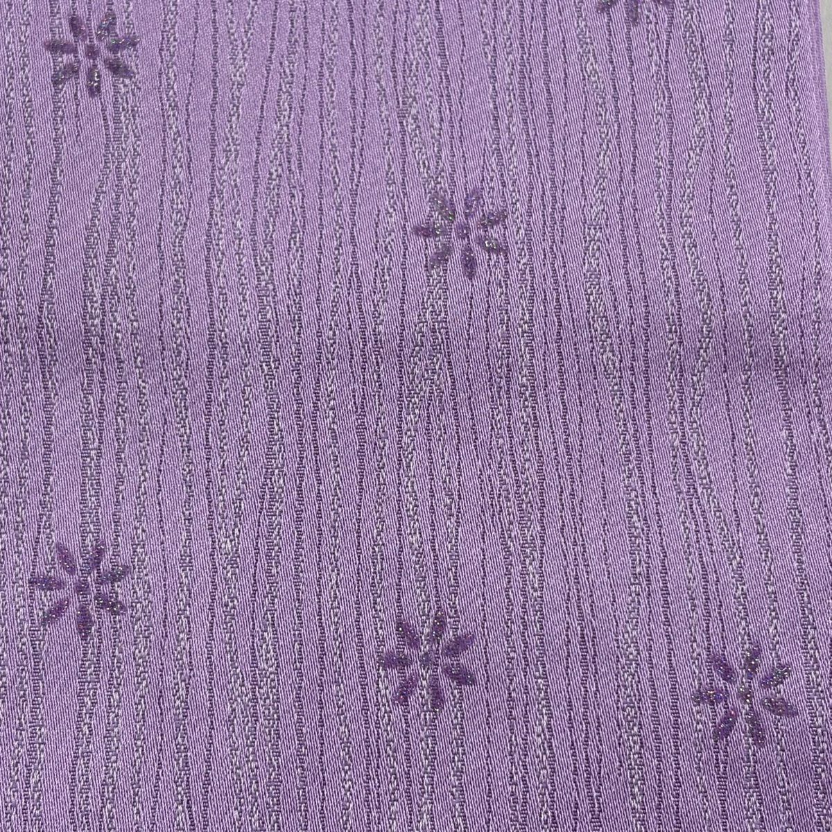 【美品】半幅帶 優品級 斜條花紋 拉麵 薄紫 化纖