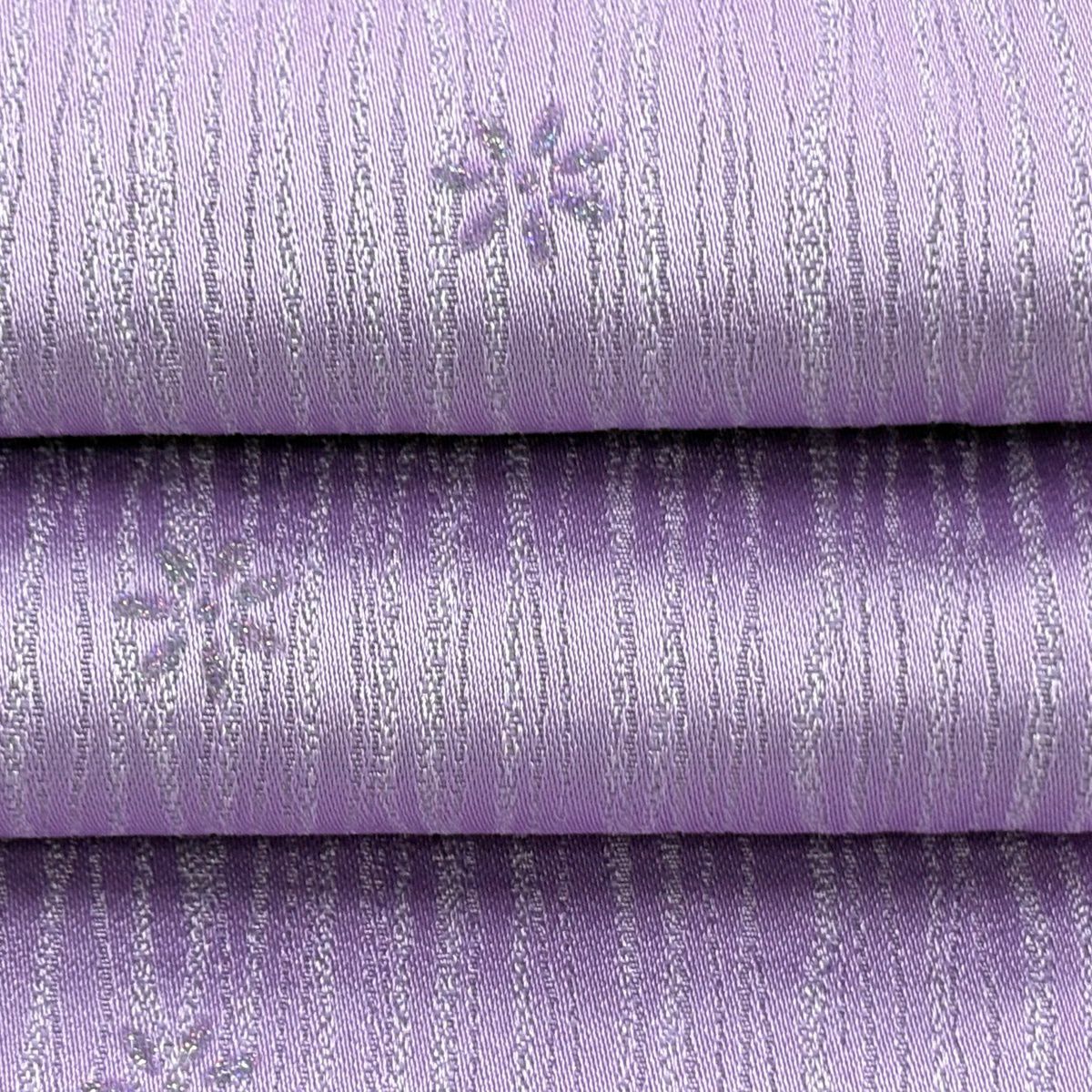 【美品】半幅帶 優品級 斜條花紋 拉麵 薄紫 化纖