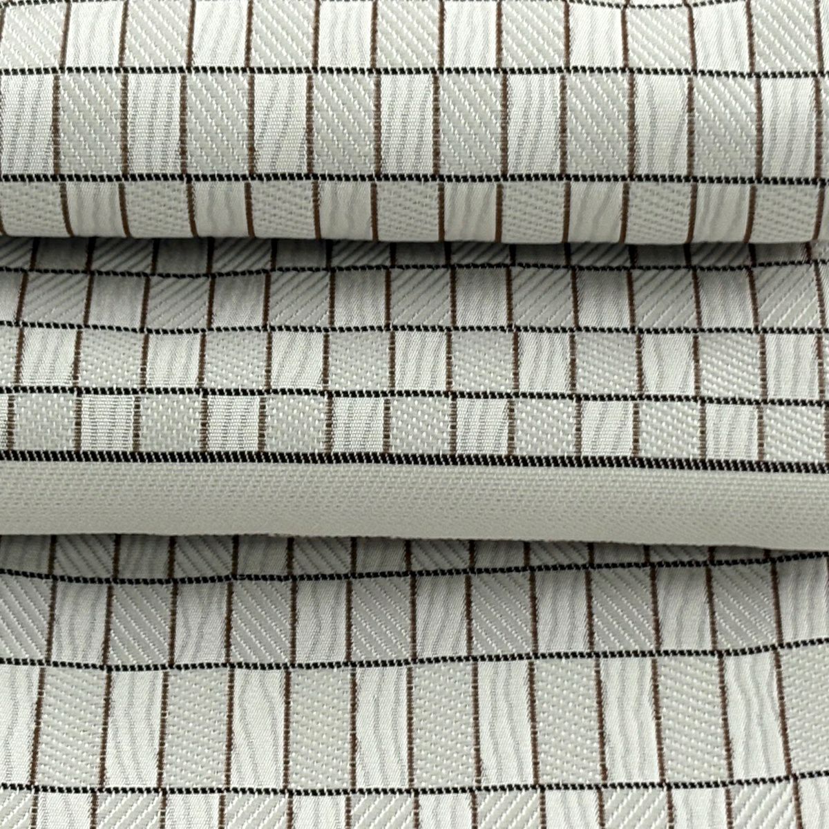 【美品】半幅帶 優品級 縞 變市松樹 灰茶 化纖
