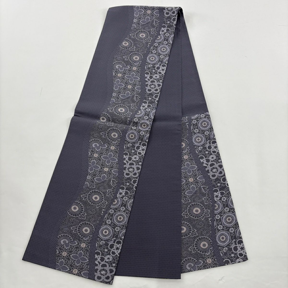 【美品】 紬織 身長167cm 袖長67.5cm L 雙層 袋帶套裝 紗綾形 米色 純蠶絲 優品級