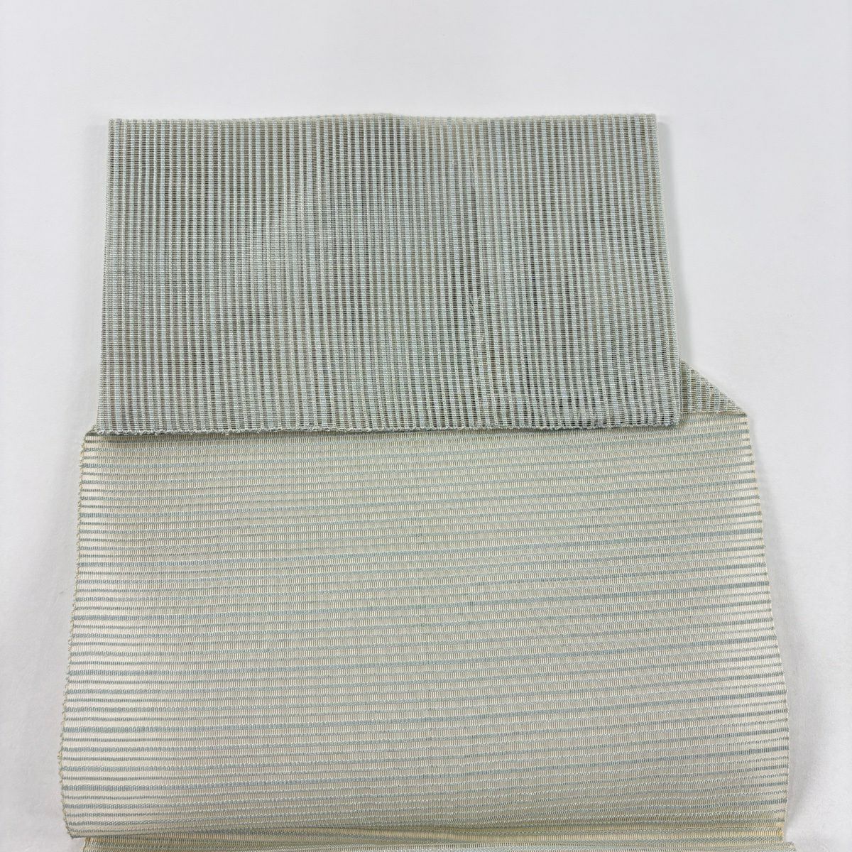 名古屋帶 優品級 八寸名古屋帶 松樹葉仕立 夏帶 絽 色紙 椿 金金箔 金銀彩 灰綠 純蠶絲