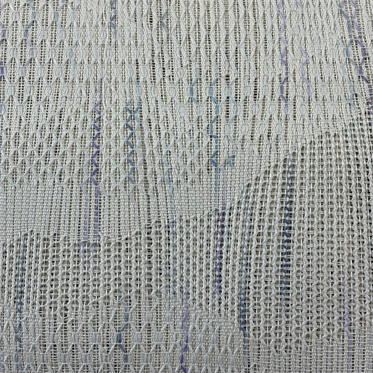 名古屋帶 優品級 八寸名古屋帶 松樹葉仕立 夏帶 關西仕立 縞 幾何學圖案 奶油色 純蠶絲