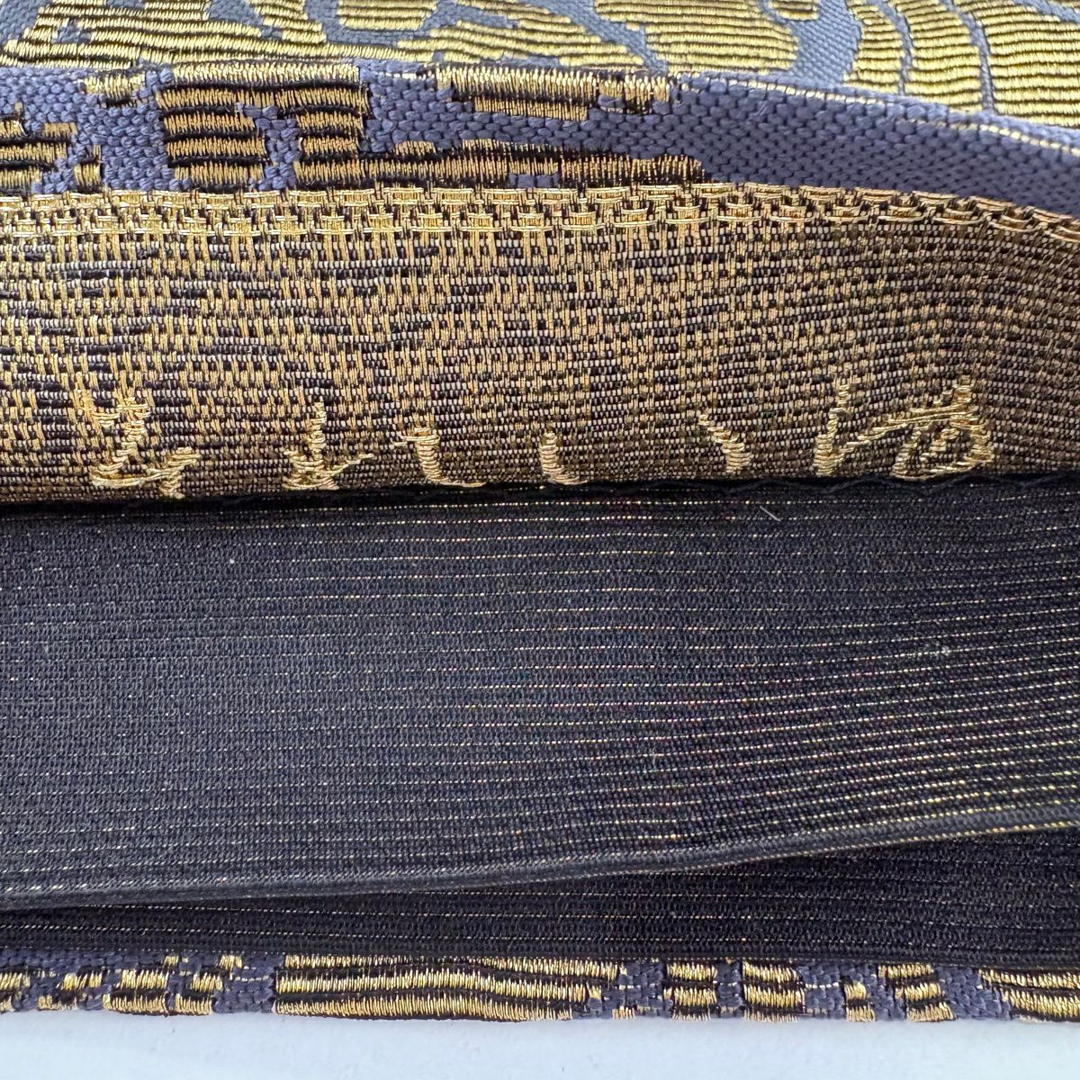 【美品】 袋帶 名品級 錦華燦 それいゆ 草花紋 金糸 青灰 六通 純蠶絲