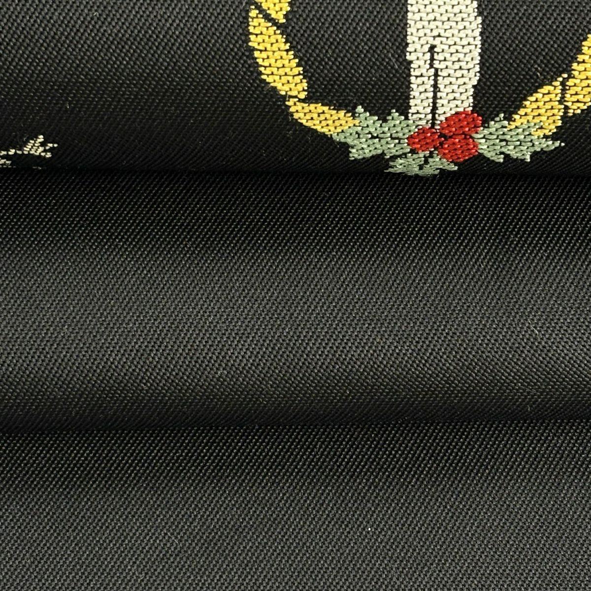 【美品】名古屋帶 逸品級 聖誕節 聖誕老人 黑 純蠶絲