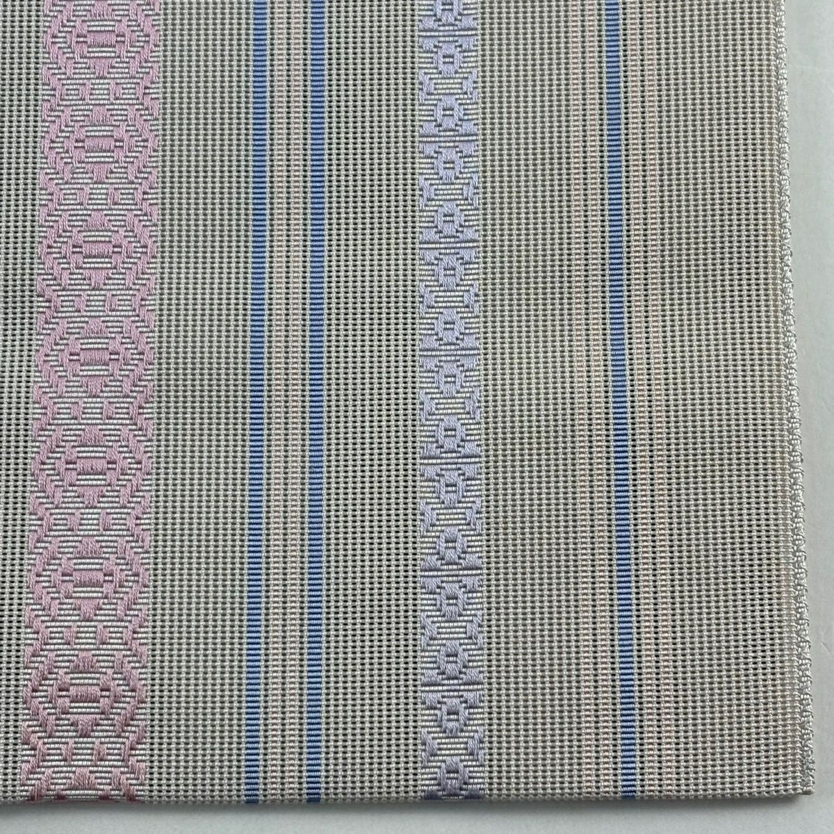 【美品】名古屋帶 逸品級 證書附 本場筑前博多織 夏帶 八寸名古屋帶 紗 献上紋 粉米色 純蠶絲