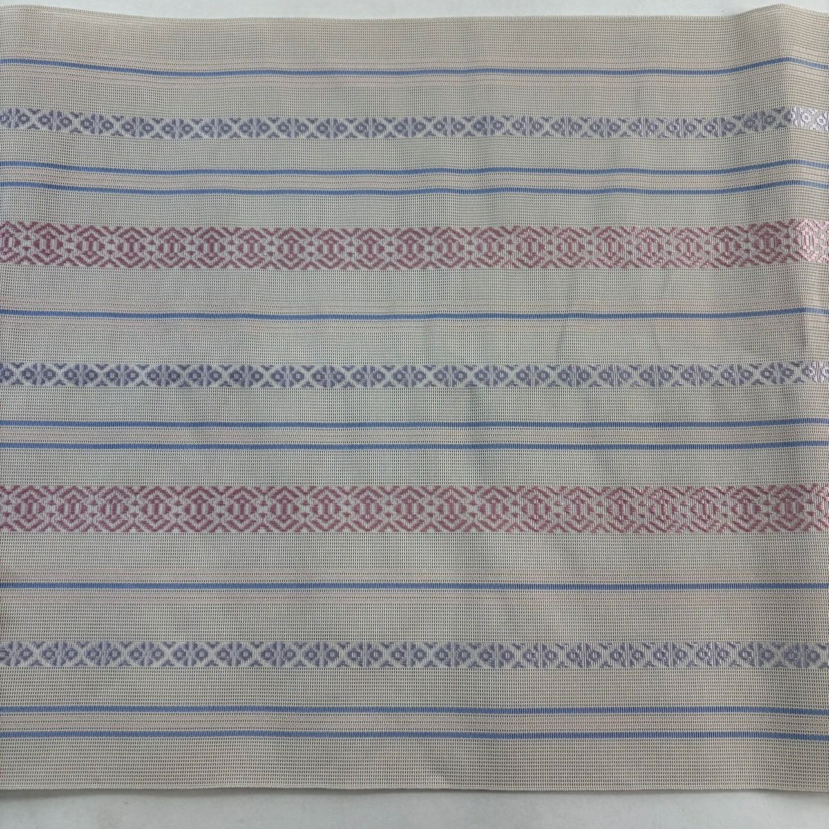【美品】名古屋帶 逸品級 證書附 本場筑前博多織 夏帶 八寸名古屋帶 紗 献上紋 粉米色 純蠶絲