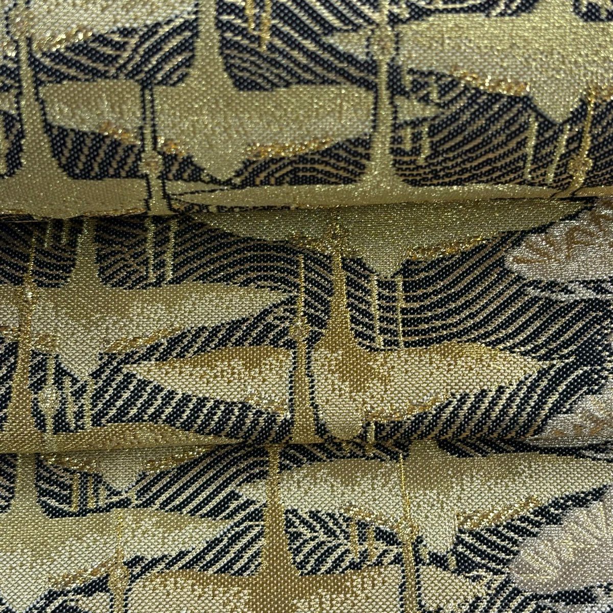 【美品】 袋帶 逸品級 有落款 篠屋宗兵衛 仙鶴 松樹梅花 金銀線 金金箔 金色 六通 純蠶絲