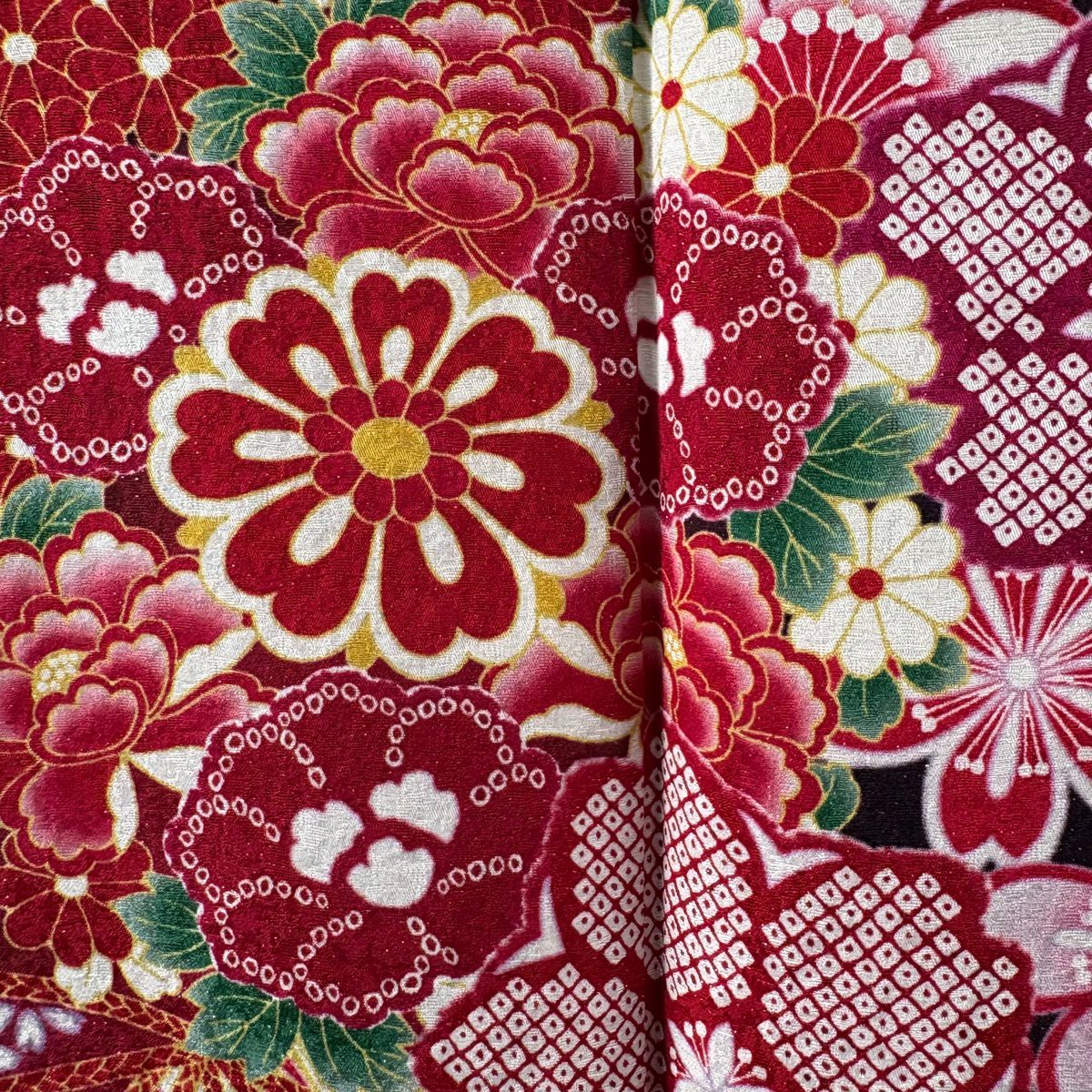 【美品】振袖禮服 身長164cm 袖長68cm L 雙層 藥玉 櫻花 金銀彩 漸層 茶紫 純蠶絲 逸品級