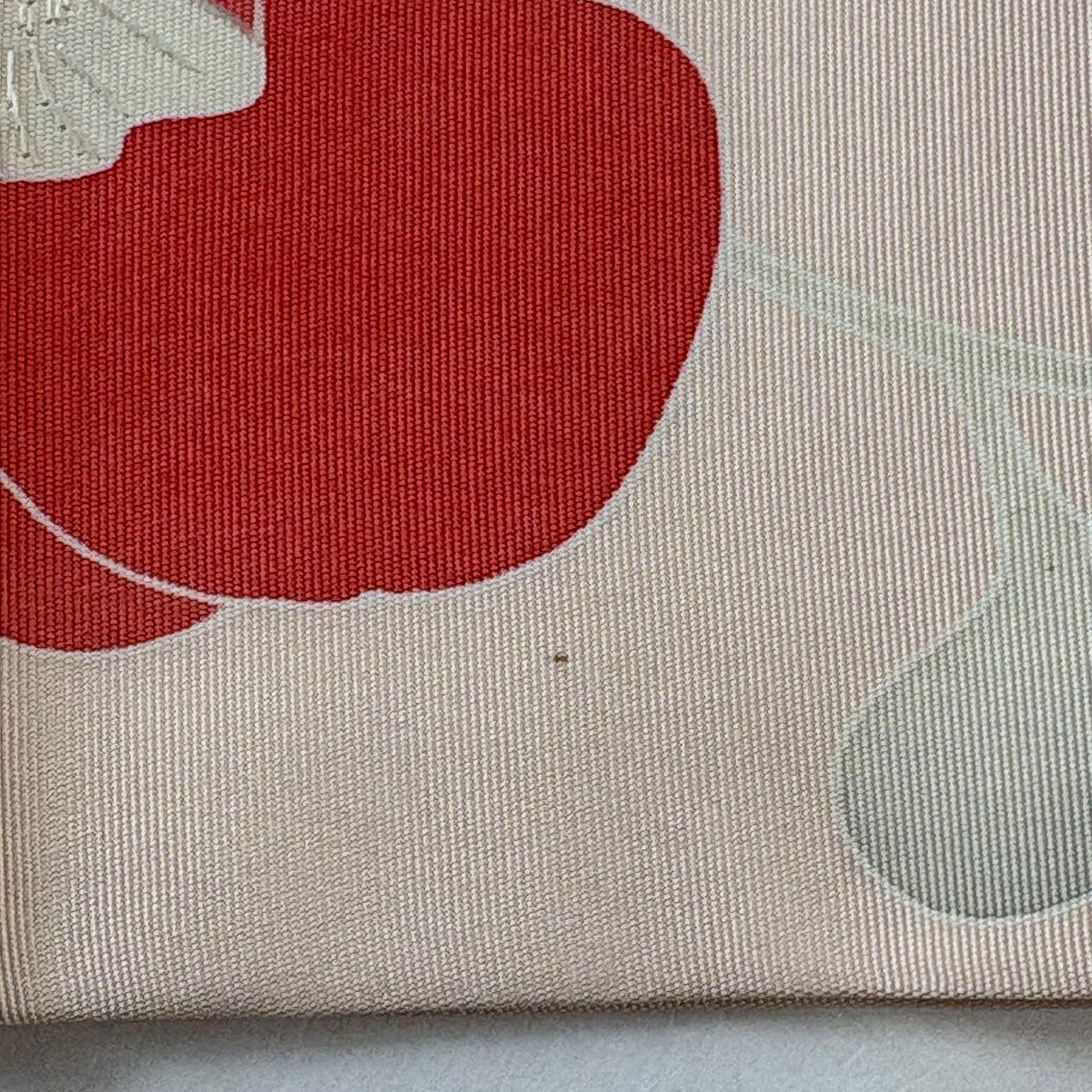 名古屋帶 優品級 椿 刺繡 粉米色 純蠶絲