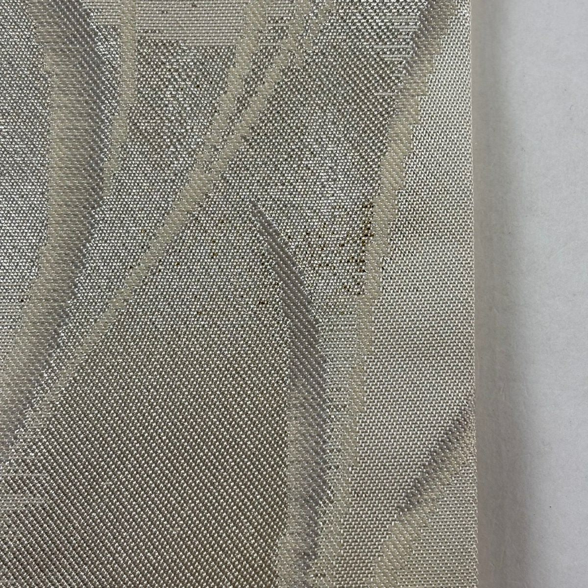 名古屋帶 優品級 葉 金金箔 灰白 純蠶絲
