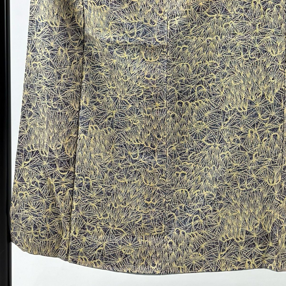 【美品】 小紋 身長152cm 袖長62cm S 雙層 松樹 青紫 純蠶絲 優品級