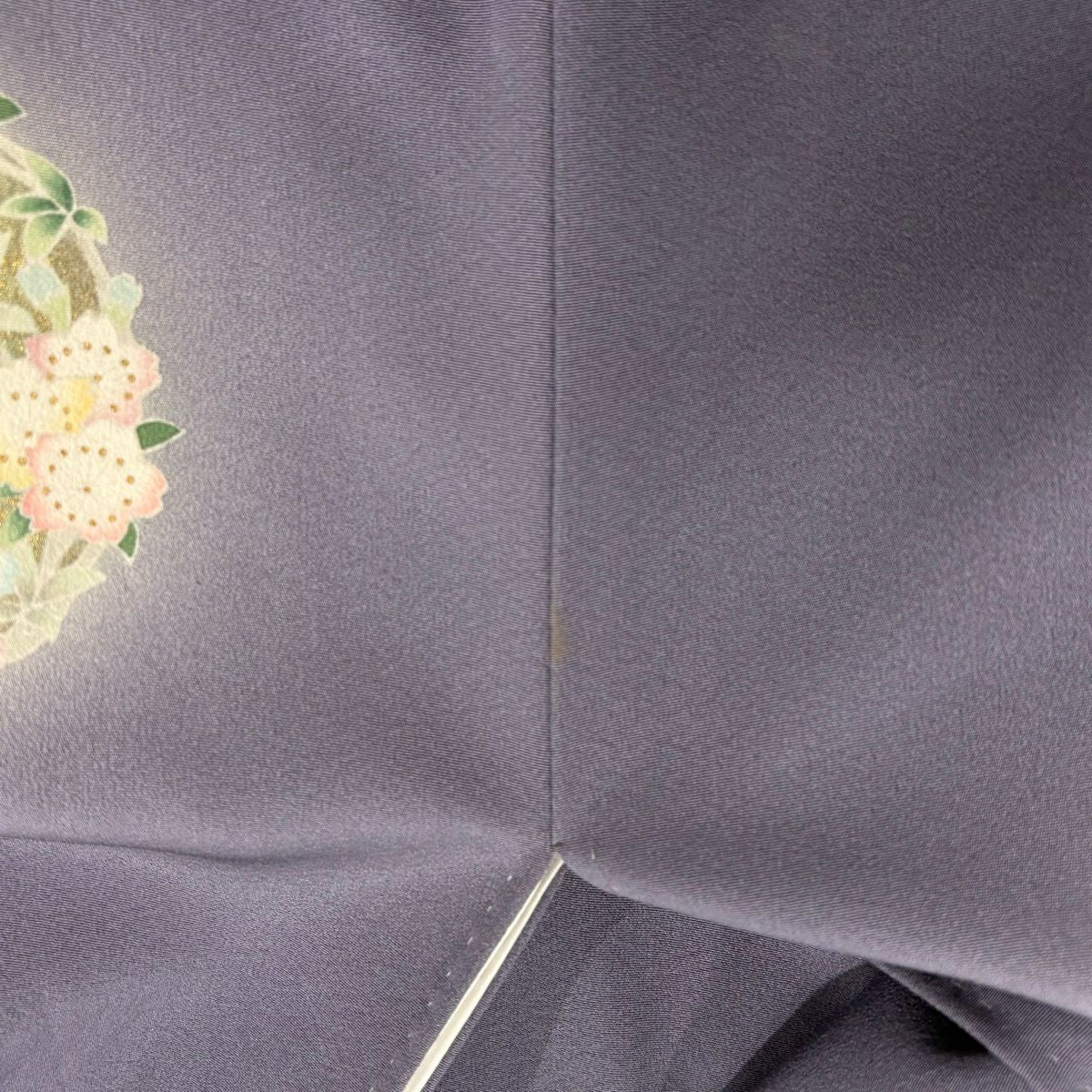 付下 身長152cm 袖長62.5cm S 雙層 花丸紋 刺繡 金彩裝飾 灰紫 純蠶絲 優品級