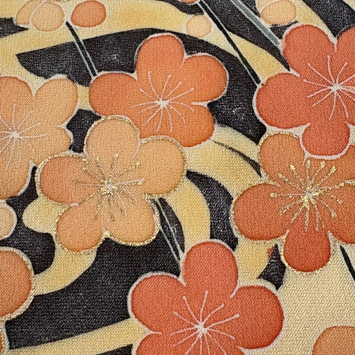 付下 身長154.5cm 袖長62.5cm S 雙層 梅花 流水 金銀彩 米色 純蠶絲 優品級