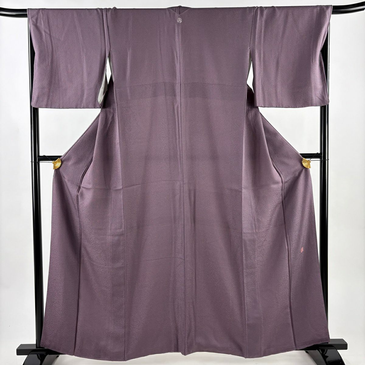 【美品】 江戶小紋 身長160cm 袖長68.5cm L 雙層 落款あり 鮫紋樣 灰紫 純蠶絲 名品級 一つ紋