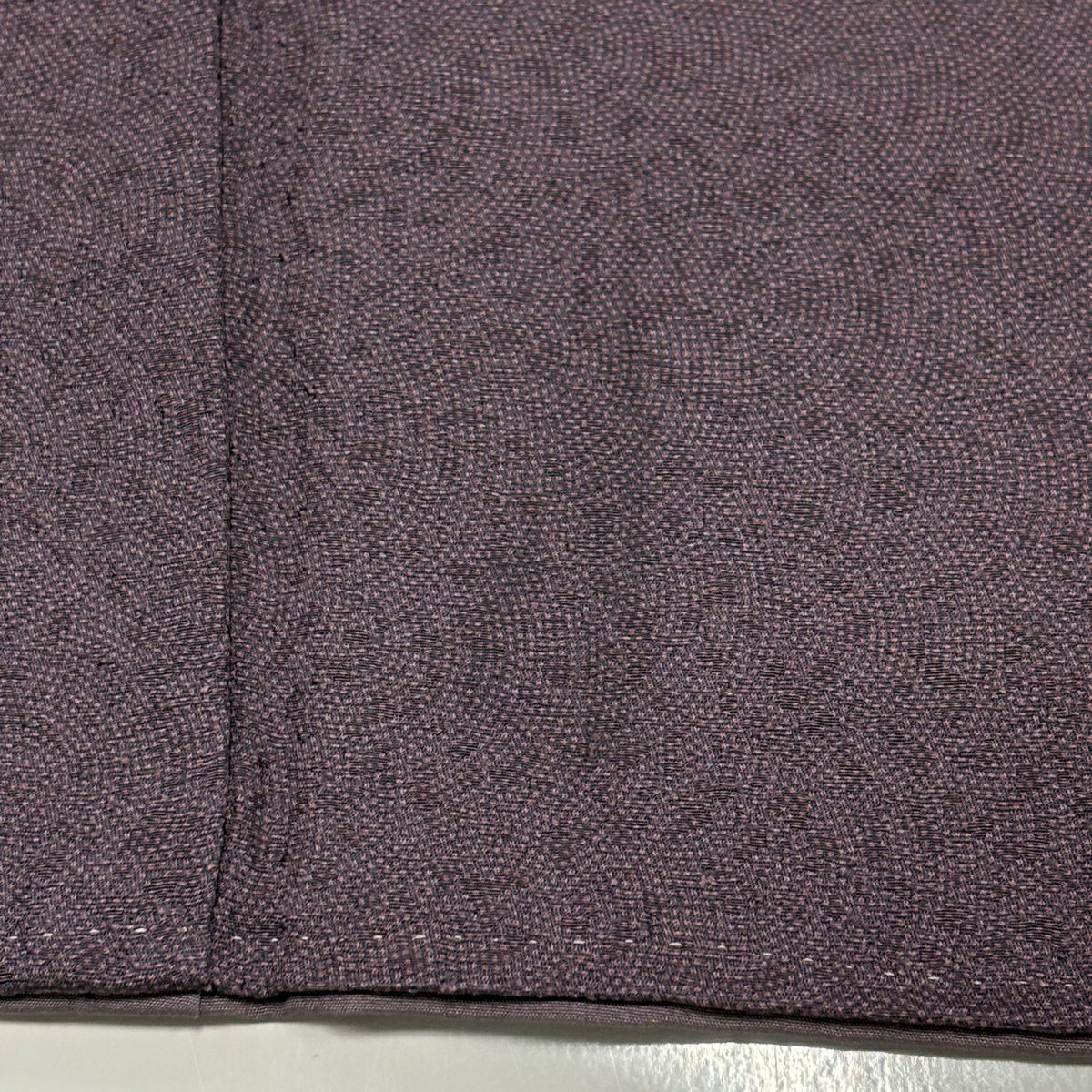 【美品】 江戶小紋 身長160cm 袖長68.5cm L 雙層 落款あり 鮫紋樣 灰紫 純蠶絲 名品級 一つ紋