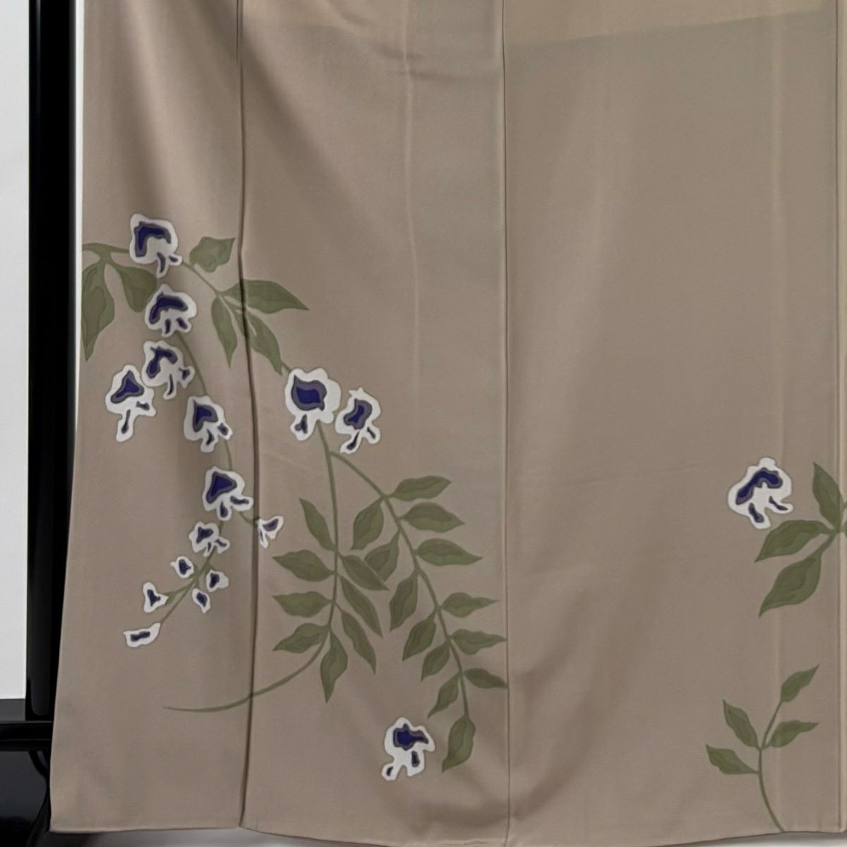 付下 身長168cm 袖長65.5cm M 雙層 有落款 藤 薄茶 純蠶絲 優品級 一個紋