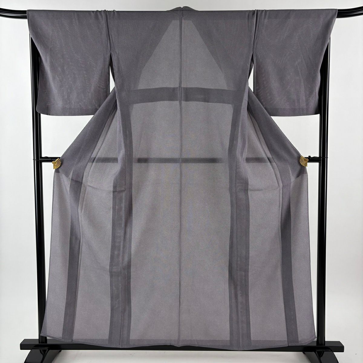 【美品】 江戶小紋 身長156.5cm 袖長67.5cm L 薄物 絽 巴衿 鮫 紫 純蠶絲 優品級
