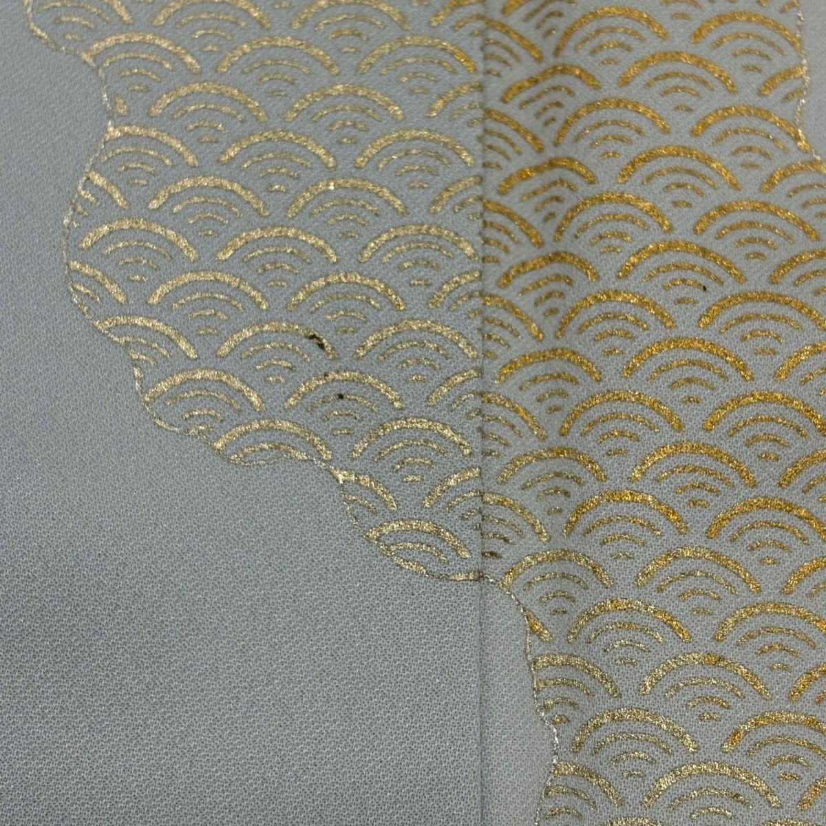 付下 身長160cm 袖長65cm M 雙層 和田光正 落款あり 短冊 草花紋紋 金銀彩 染分 灰白 純蠶絲 秀品級