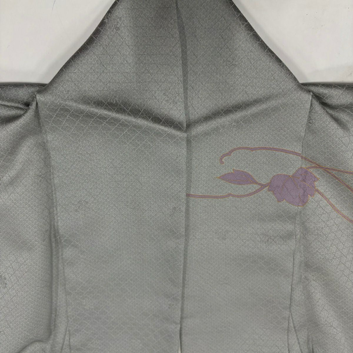 訪問服 身長162cm 袖長65cm M 雙層 葡萄 金銀彩 染分 灰色 純蠶絲 秀品級