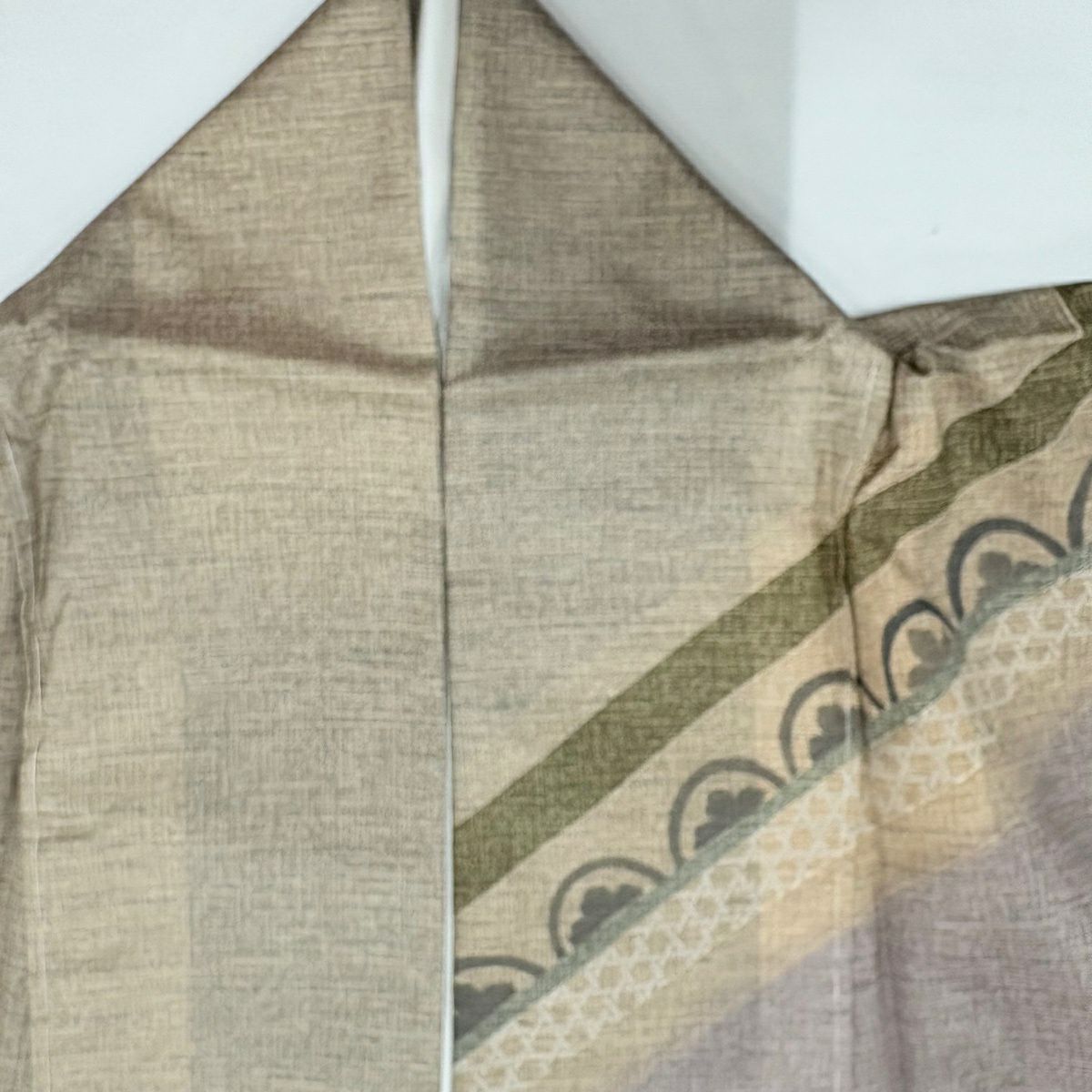 【美品】訪問服 身長170.5cm 袖長67cm M 雙層 紬織織 花 籠目 灰紫 純蠶絲 秀品級