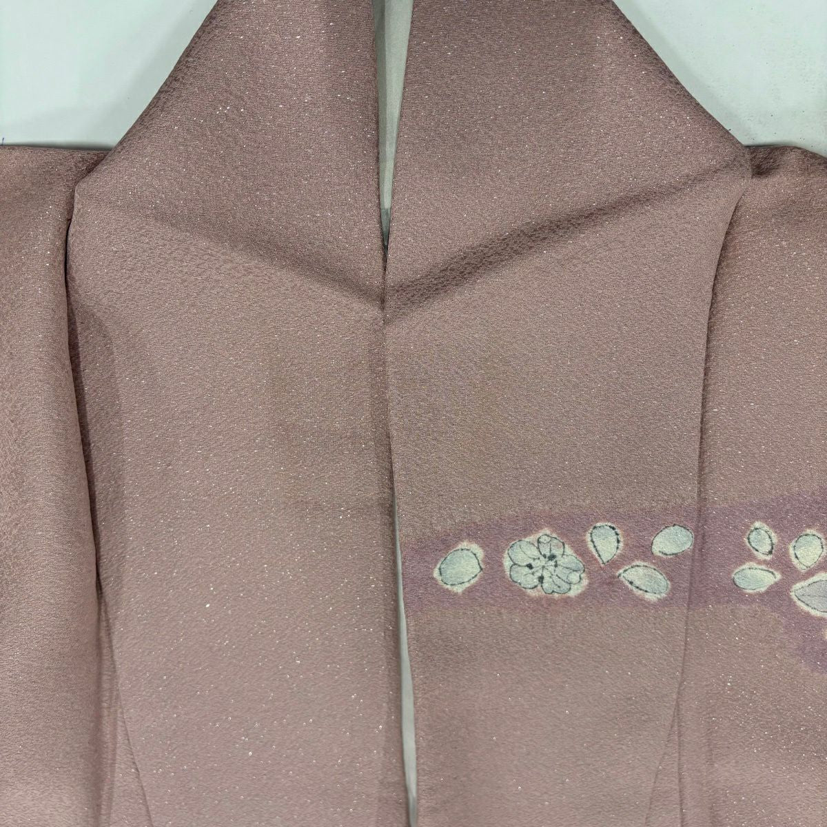 訪問服 身長154cm 袖長61cm S 雙層 草花紋紋 霞 銀通し 絞染 粉紅 純蠶絲 秀品級