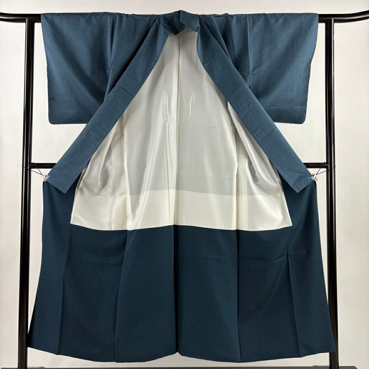 【美品】 付下 身長154cm 袖長60cm S 雙層 大島紬織地 證書齊全 幾何學 漸層 青灰 純蠶絲 優品級