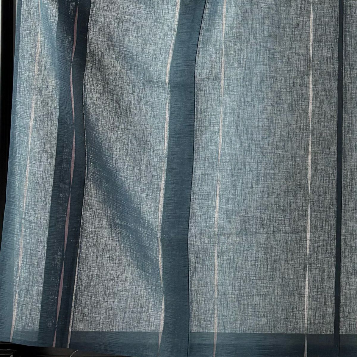 【美品】 小紋 身長162cm 袖長64cm M 薄物 幾何學 深藍 化纖 秀品級