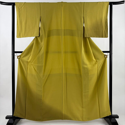 【美品】 付下 身長161.5cm 袖長62cm S 雙層 裾暈染圖案 黃色 純蠶絲 秀品級