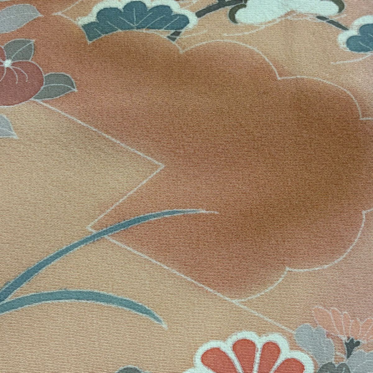訪問服 身長165cm 袖長63.5cm S 雙層 菊花 橘 金銀彩 漸層 粉色 純蠶絲 優品級