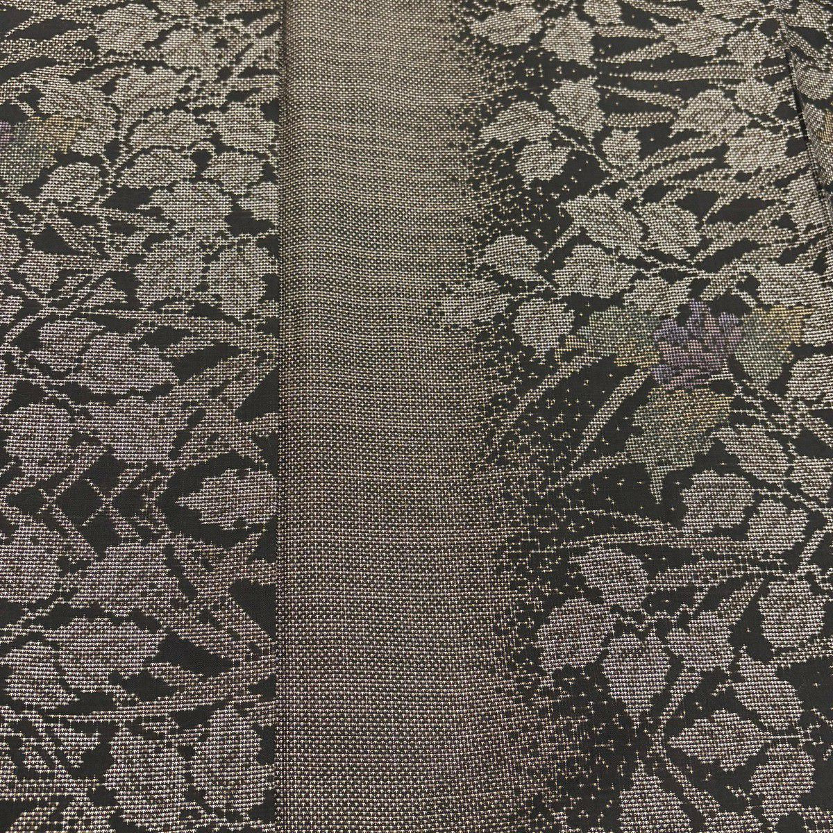【美品】 紬織 身長158.5cm 袖長61.5cm S 雙層 草花紋 焦茶 純蠶絲 秀品級