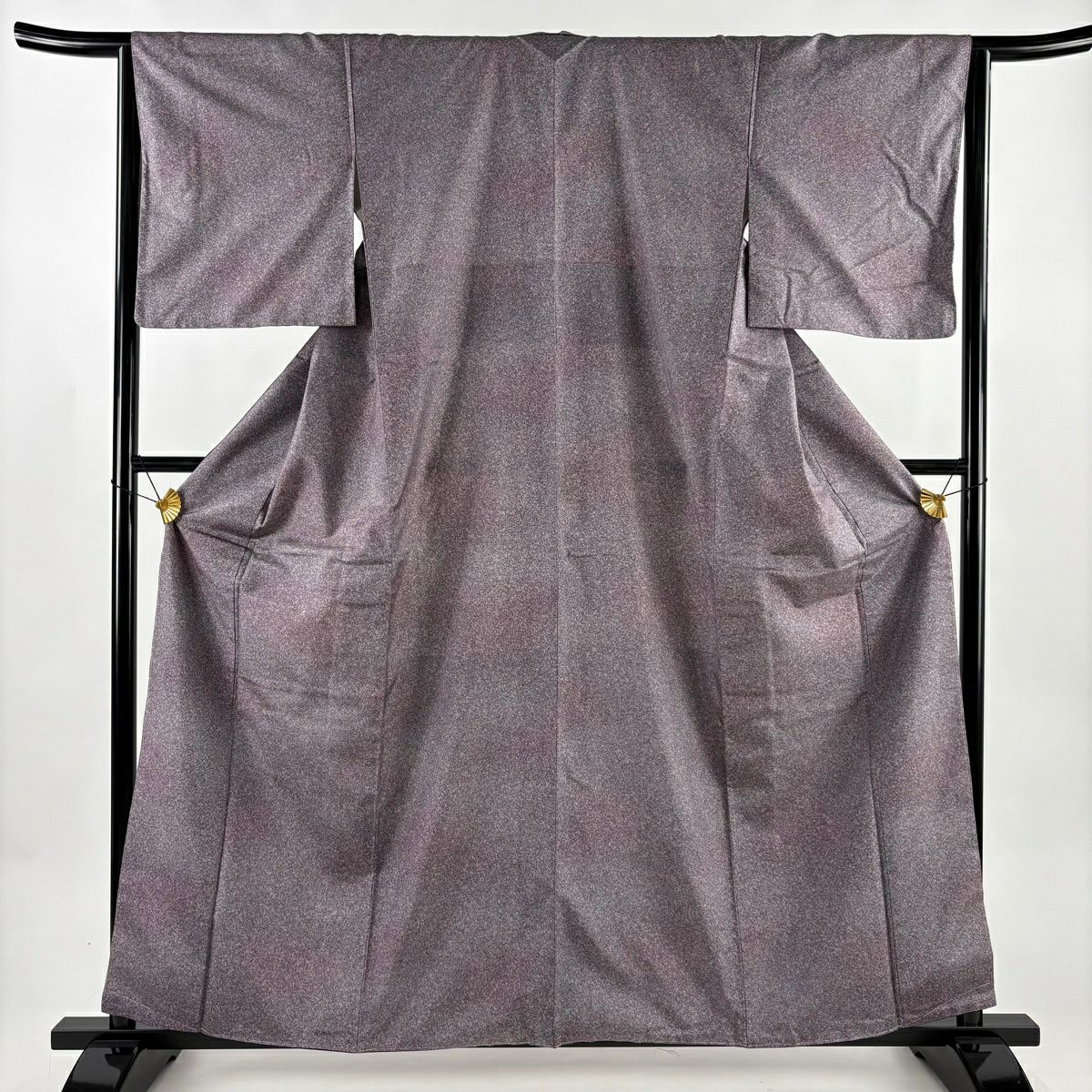 【美品】 小紋 身長160.5cm 袖長63.5cm S 雙層 紬織織 幾何圖案 漸層 紫 純蠶絲 優品級