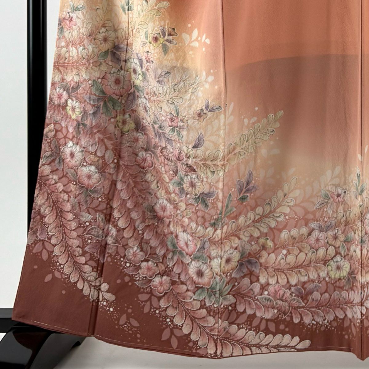 訪問服 身長162cm 袖長65.5cm M 雙層 辻花染 漸層 淡鮭粉色 純蠶絲 名品級