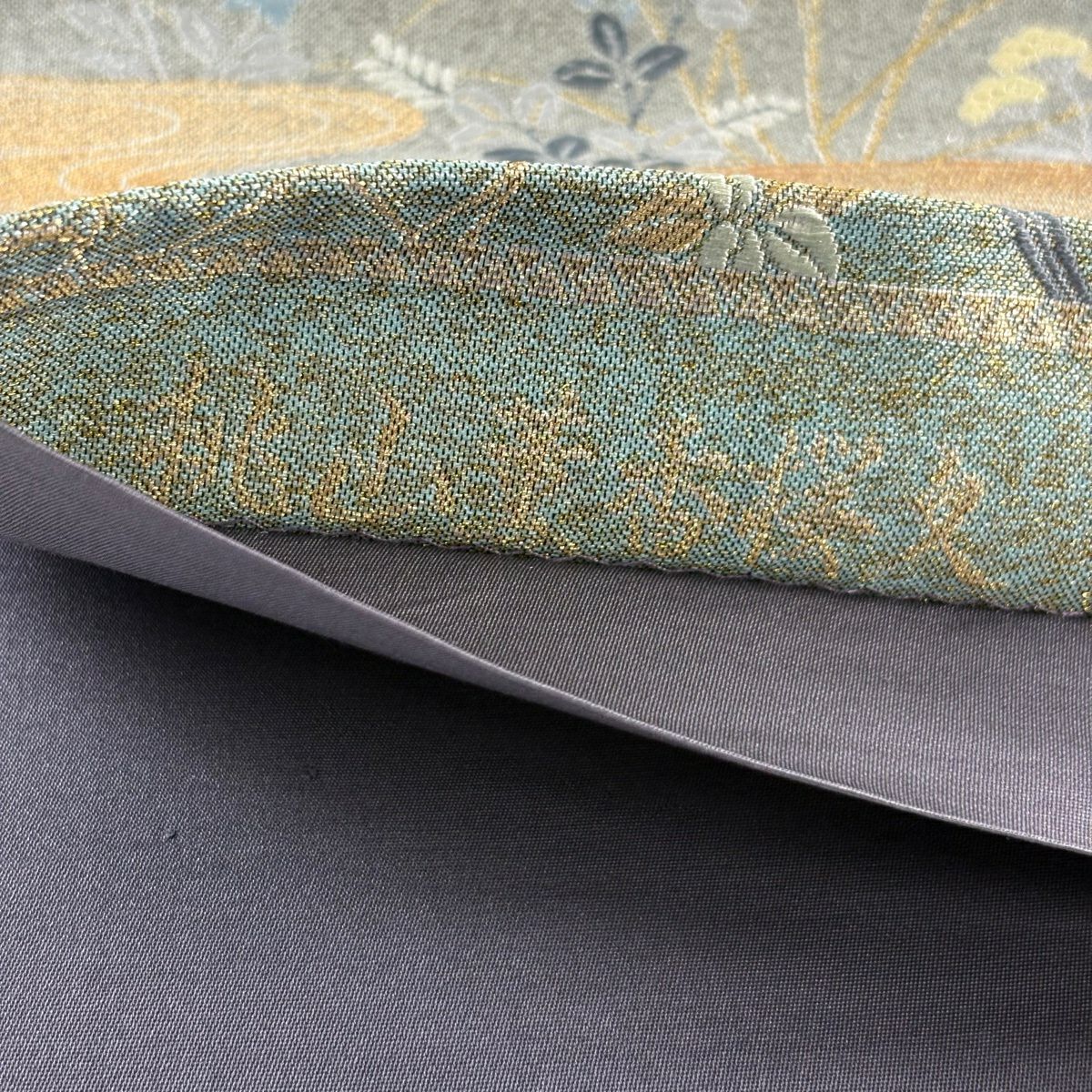 【美品】 袋帶 秀品級 桃山香櫻花紋 花鳥 金絲 金金箔 淺綠 六通 純蠶絲