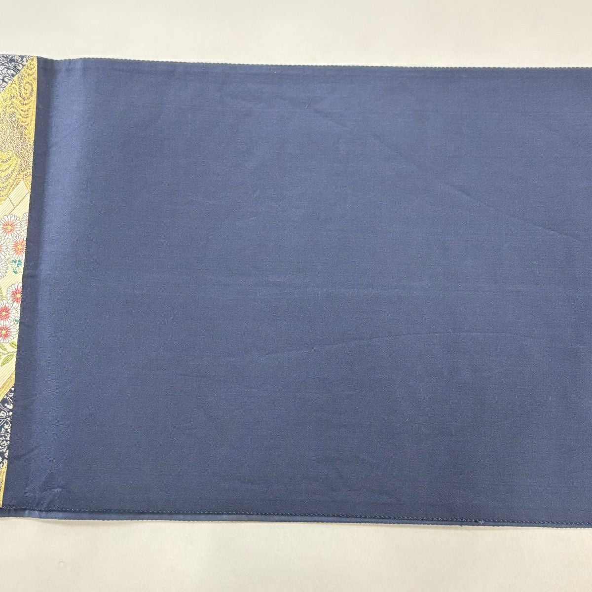 【美品】 袋帶 秀品級 四季奧州旅日記文 草花紋紋 金絲 金金箔 金色 六通 純蠶絲