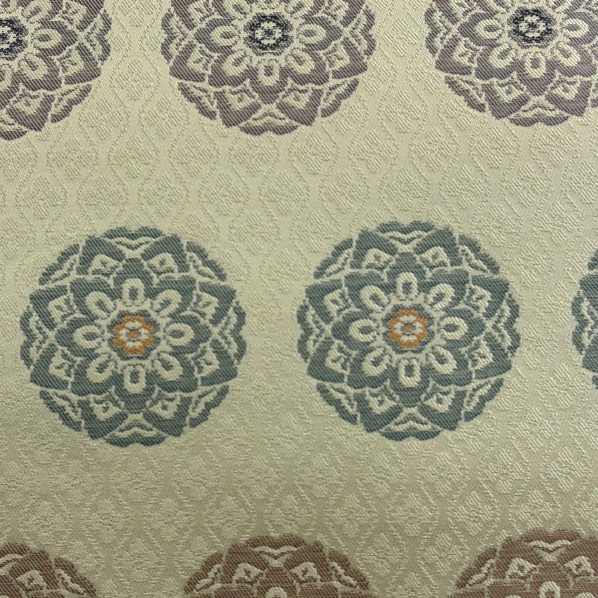 【美品】名古屋帶 秀品級 華紋 米色 純蠶絲