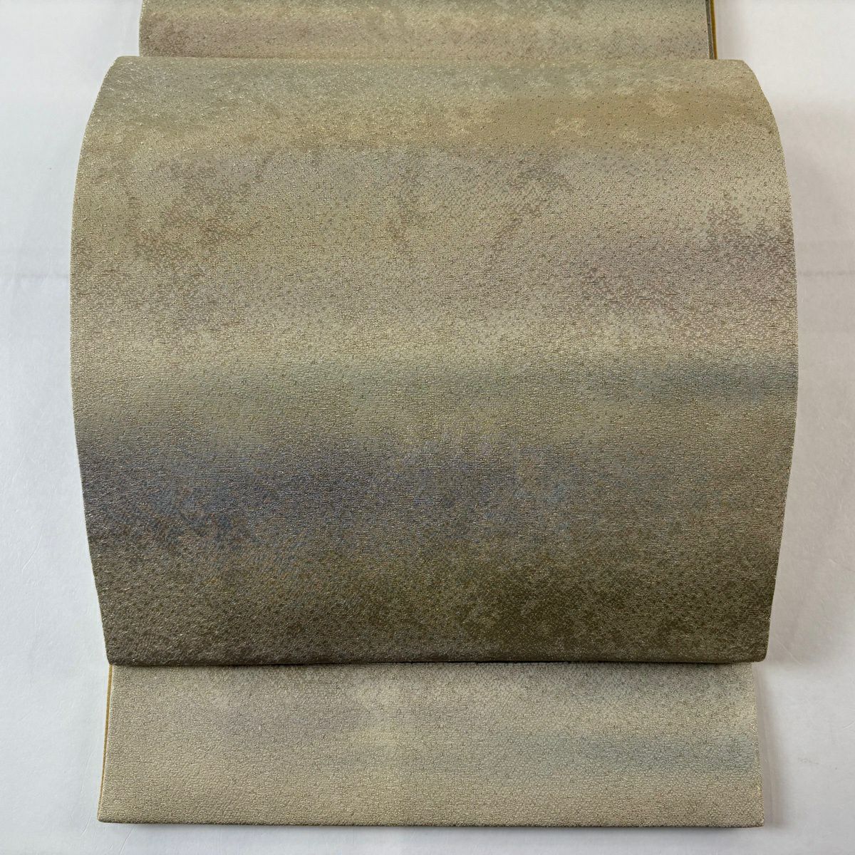 【美品】 袋帶 秀品級 霞 金絲 灰綠 全通 純蠶絲
