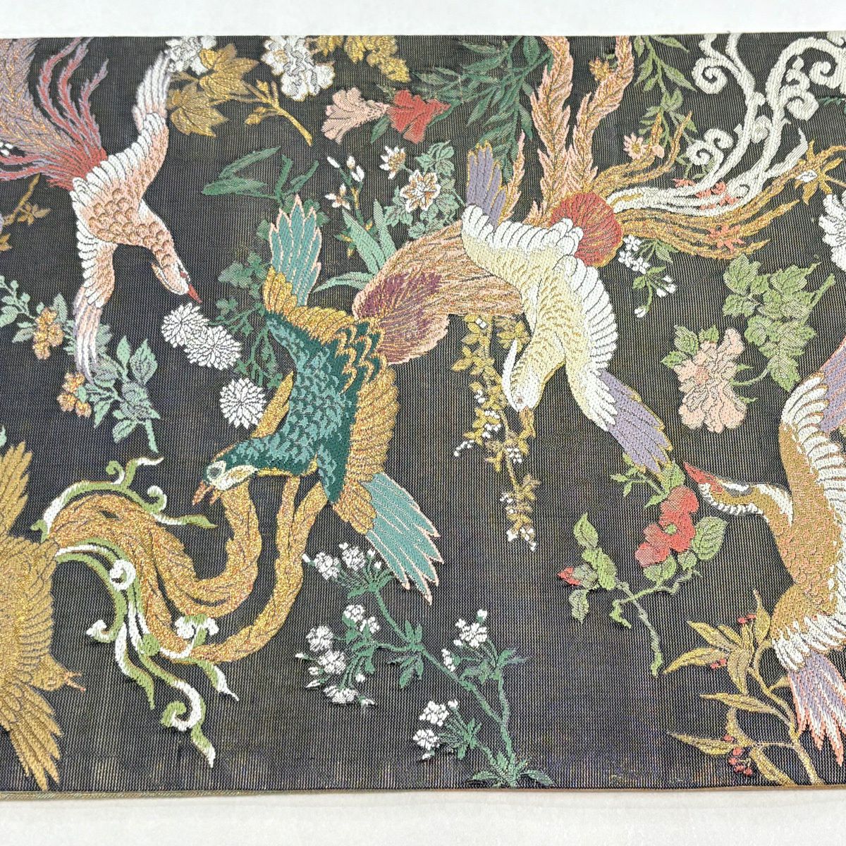 【美品】 袋帶 秀品級 屏風 草花紋紋 金金箔 金純蠶絲