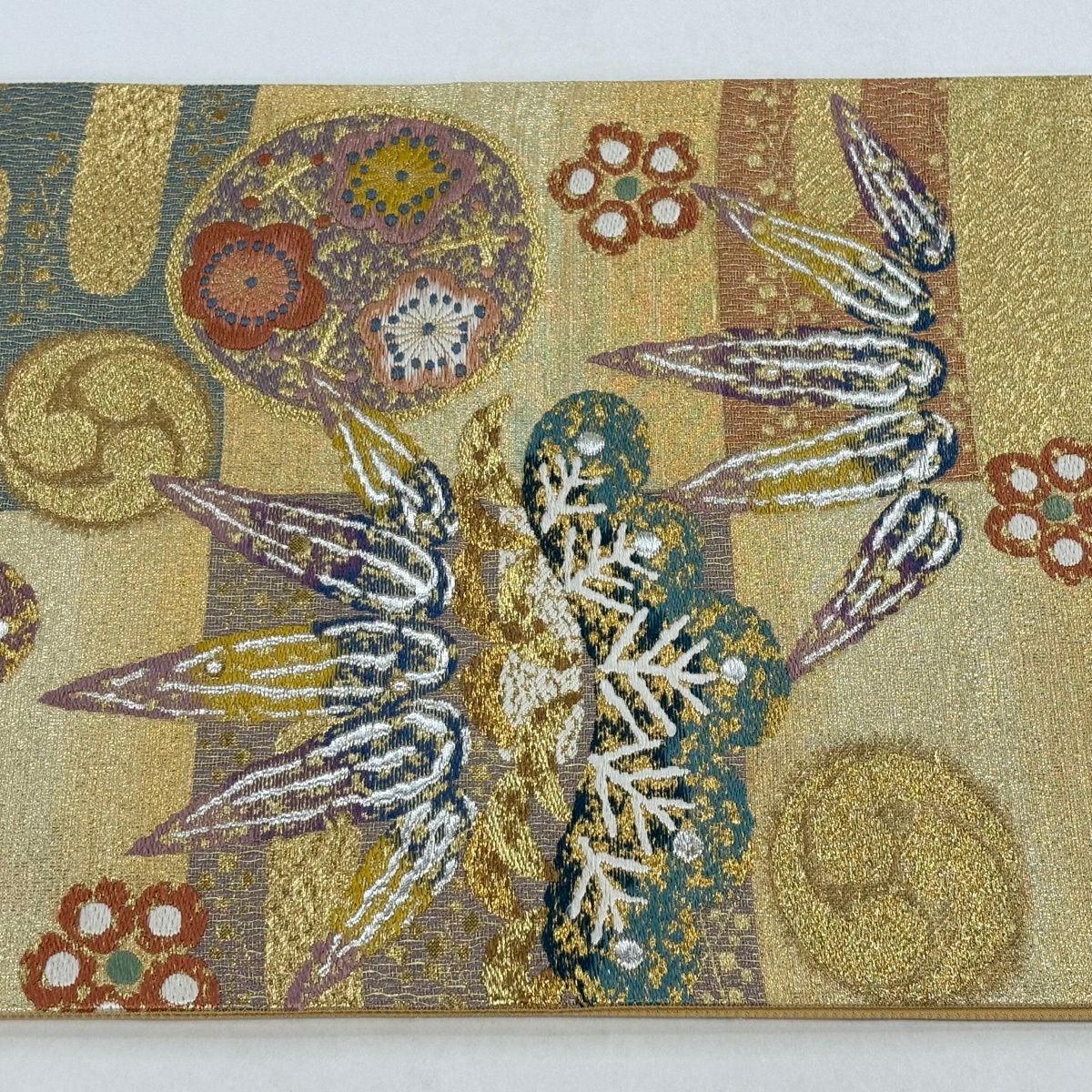 袋帶 秀品級 松樹竹子梅花 霞 金銀線 金金箔 金色 六通 純蠶絲