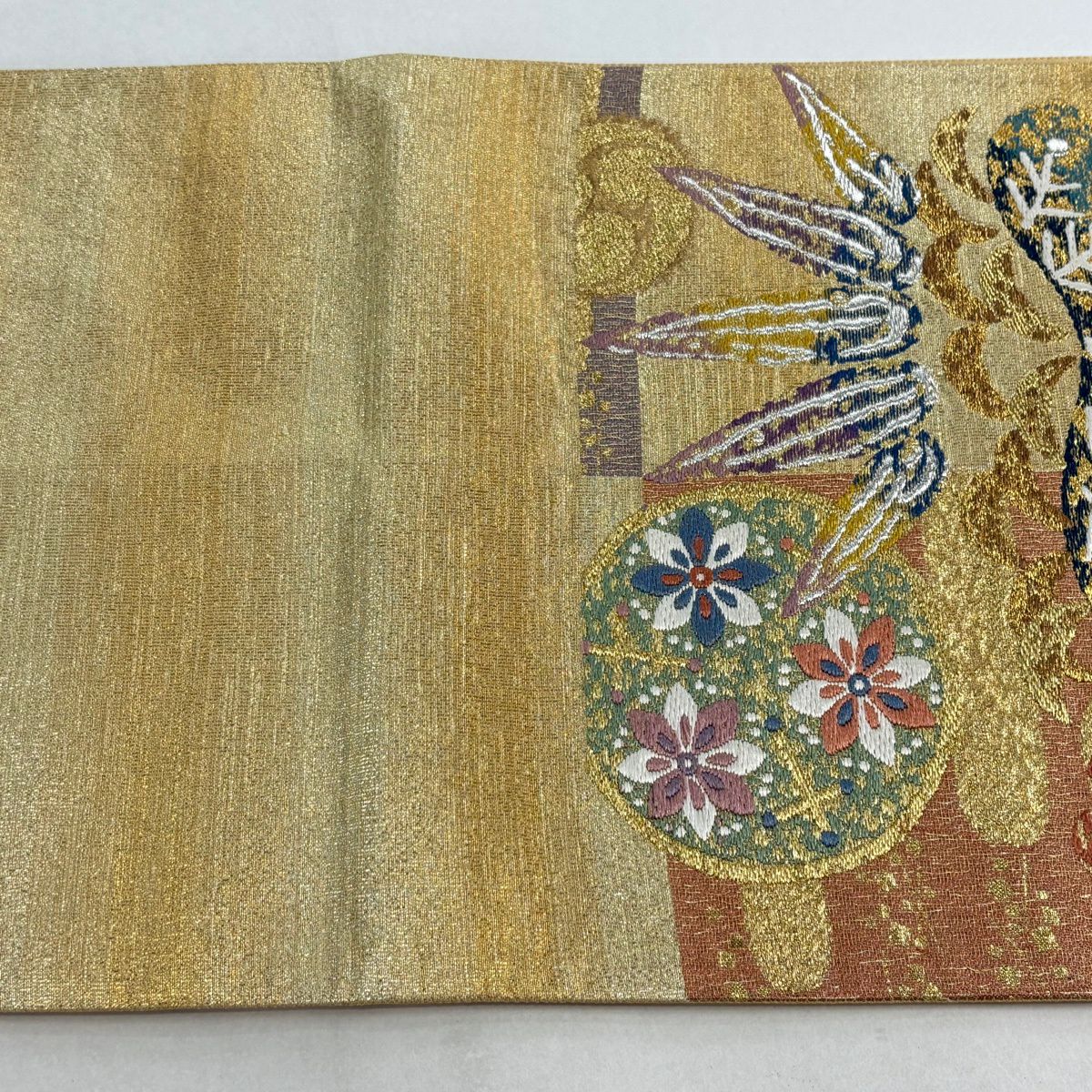 袋帶 秀品級 松樹竹子梅花 霞 金銀線 金金箔 金色 六通 純蠶絲