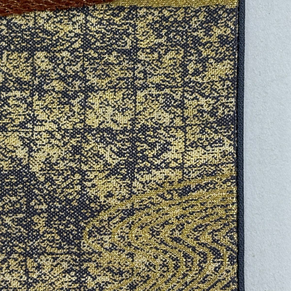 袋帶 秀品級 柳 流水 金絲 金金箔 灰紫 六通 純蠶絲