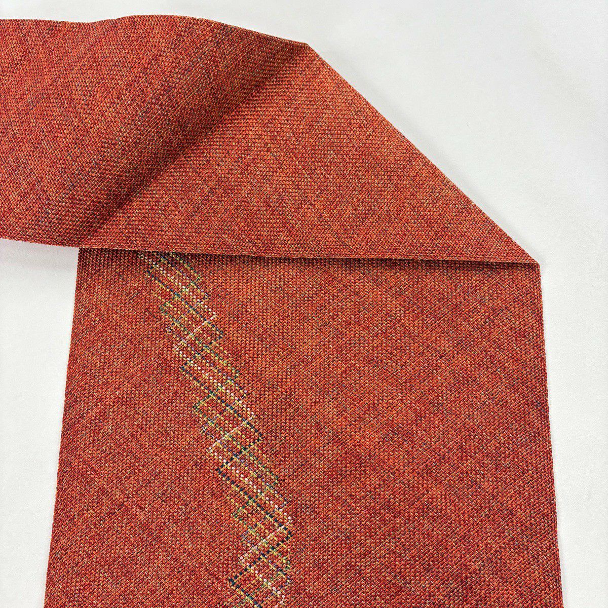 【美品】 名古屋帶 秀品級 八寸名古屋帶 松樹葉仕立 雜幾何 金絲 朱 純蠶絲