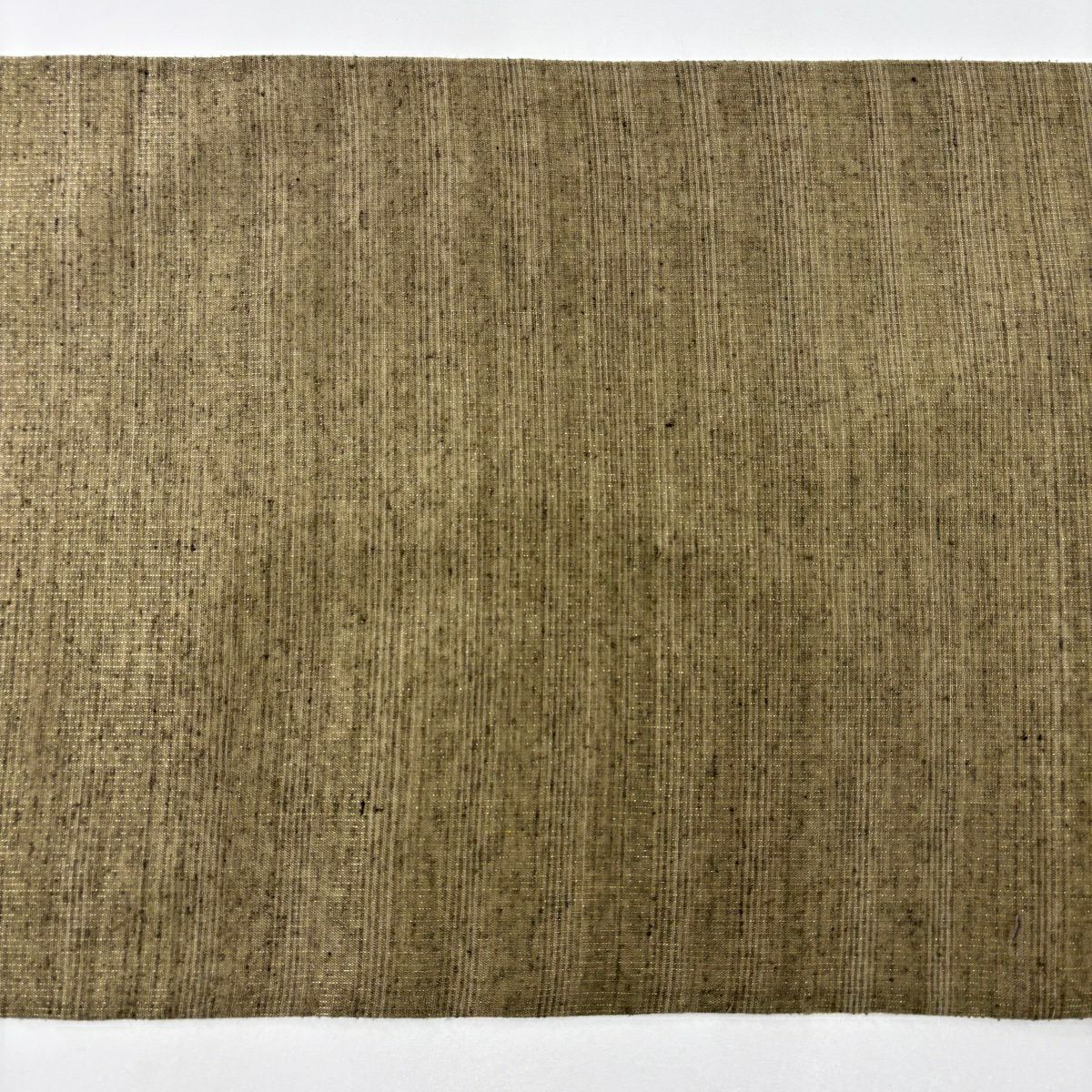 【美品】 袋帶 秀品級 段紋 幾何學 金絲 艾草綠 六通 純蠶絲