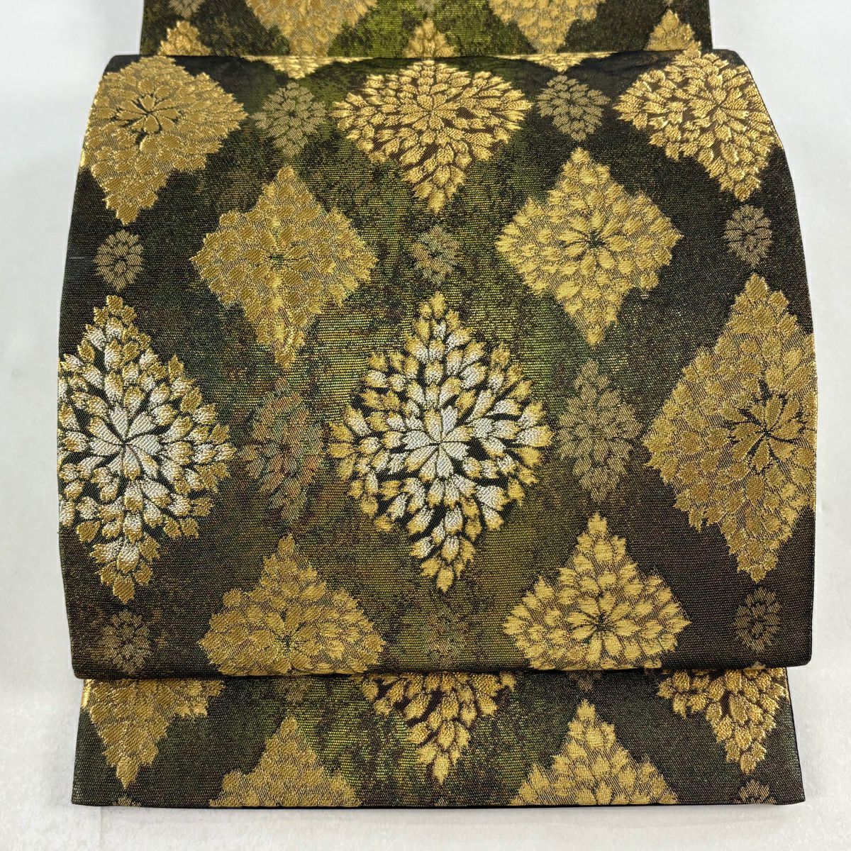 袋帶 名品級 花 金絲 金金箔 艾綠 六通 純蠶絲