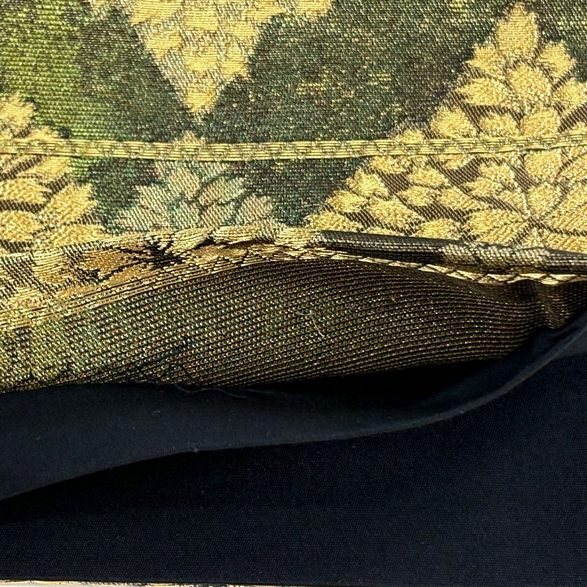 袋帶 名品級 花 金絲 金金箔 艾綠 六通 純蠶絲