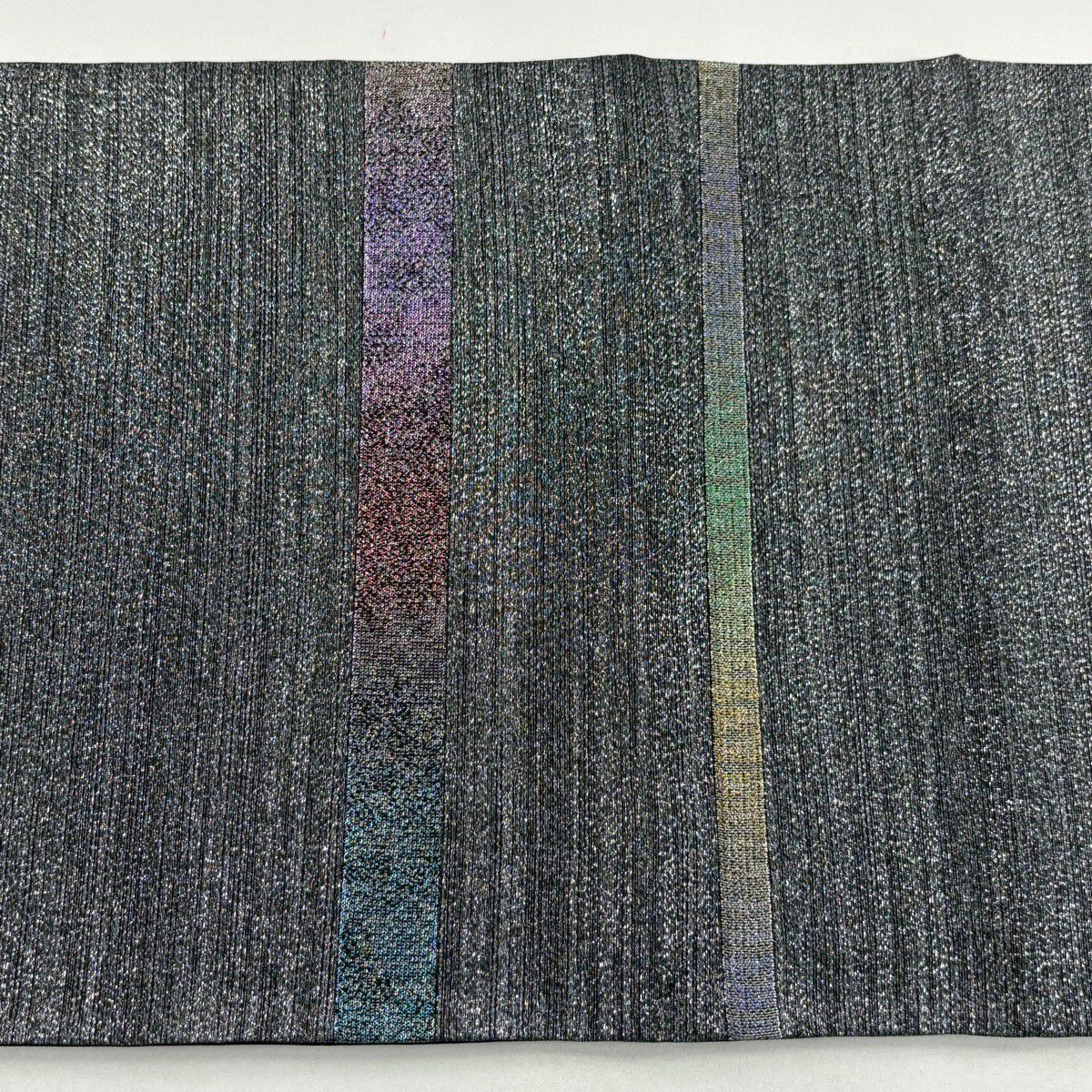 【美品】 袋帶 名品級 寄花紋 斜紋 銀線 金金箔 銀 純蠶絲