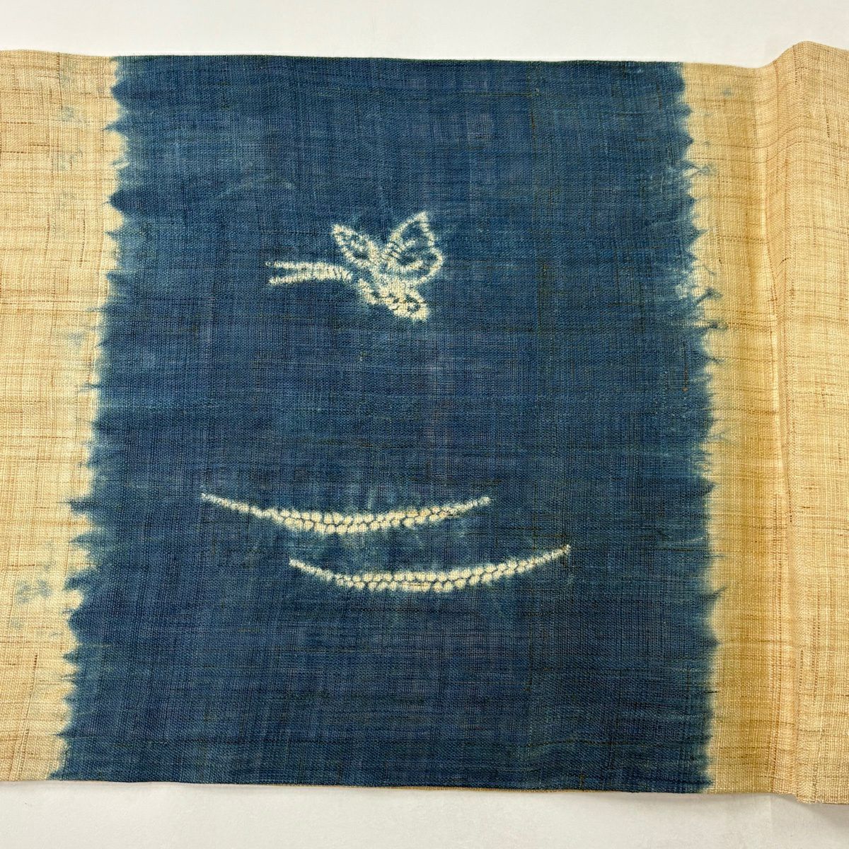 【美品】 開口名古屋帶 名品級 紬織織 夏帶 蟲 豇豆色 麻