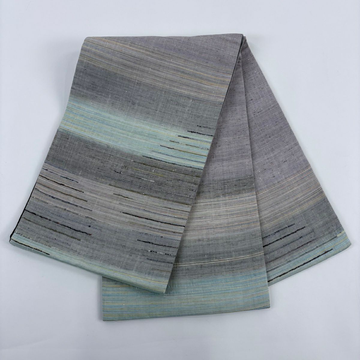 【美品】 紬織 身長169cm 袖長67cm M 雙層 袋帶套裝 庭園 深藍 純蠶絲 名品級