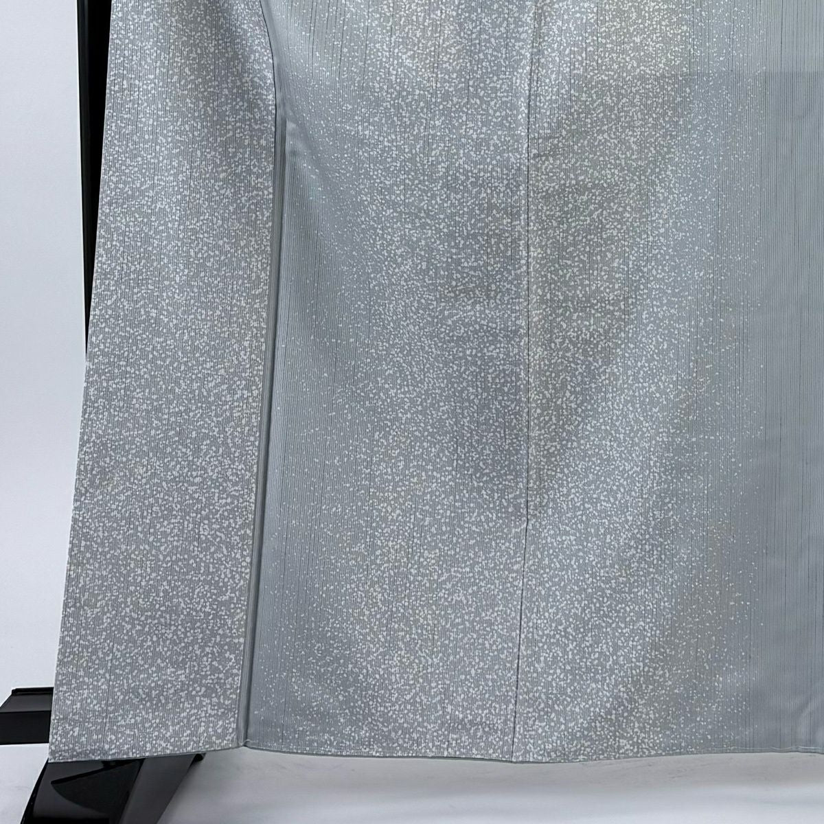 【美品】 小紋 身長166cm 袖長65cm M 雙層 袋帶套裝 紬織織 幾何圖案 灰色 純蠶絲 秀品級