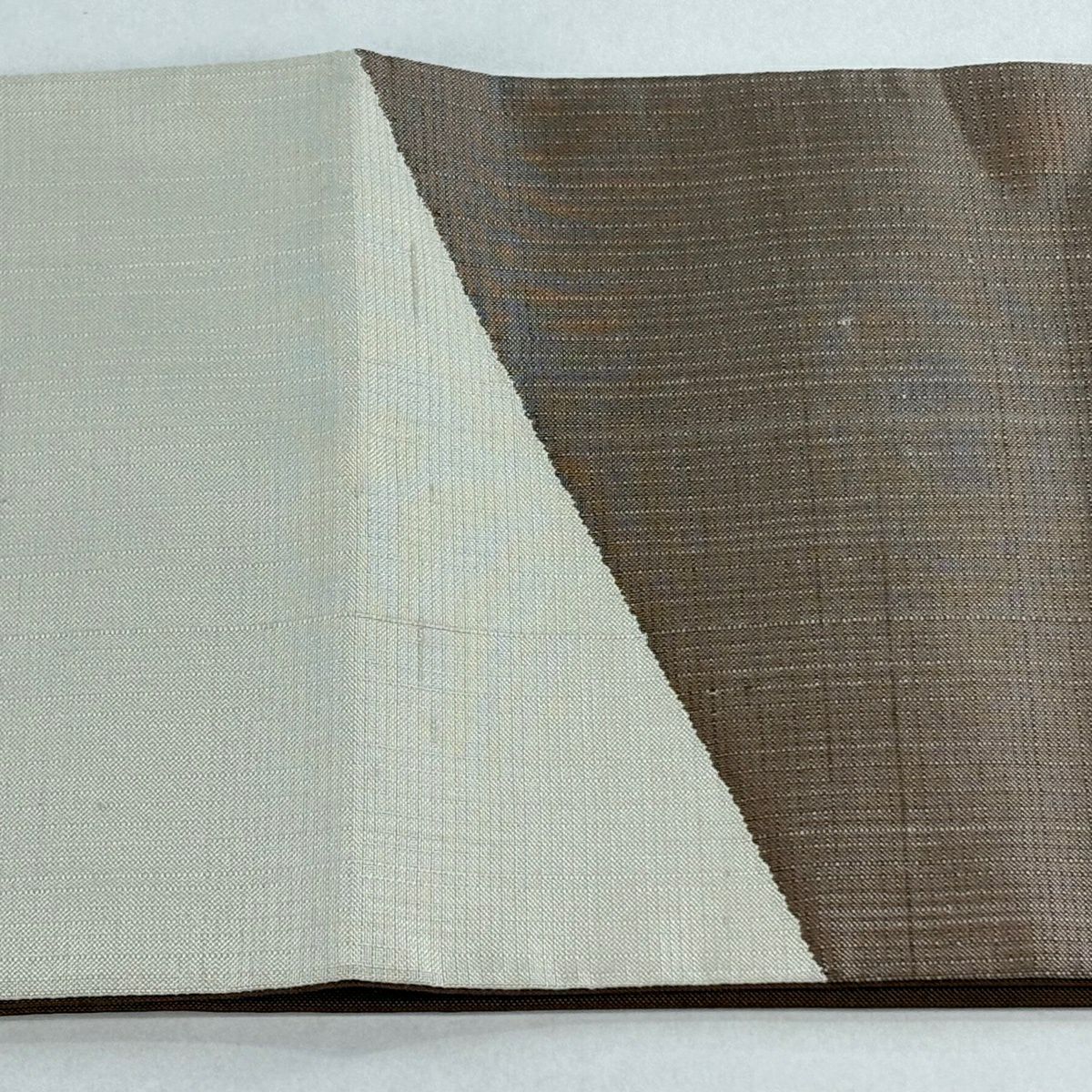 【美品】半幅帶 名品級 紬織織 貓 灰白 純蠶絲